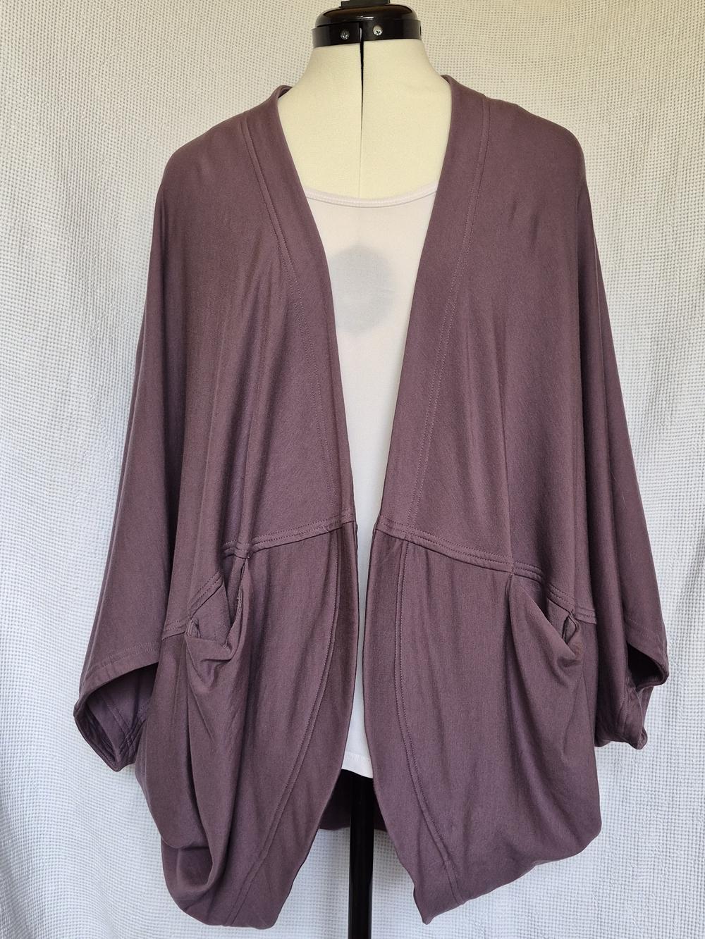 Athleta Open-Front Draped Cardigan in Dusty Plum